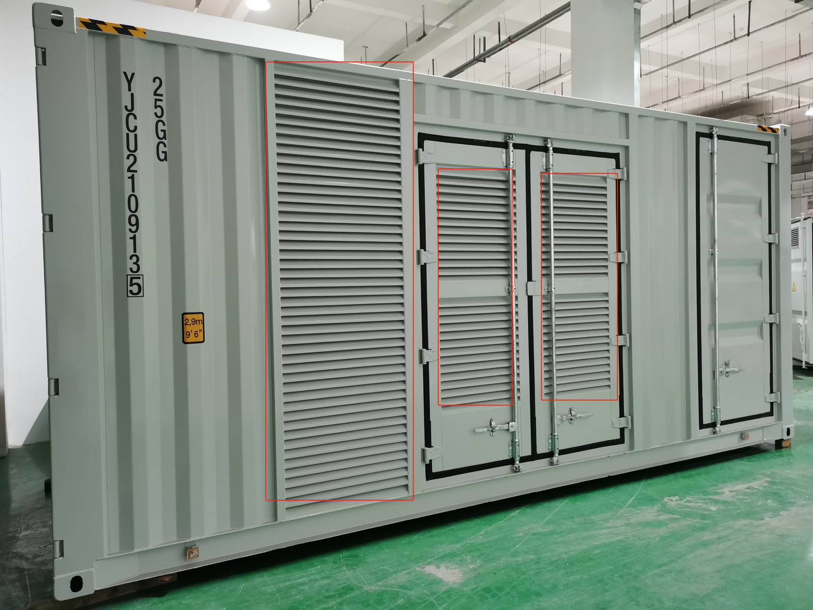 Containerized energy storage equipment at the workshop