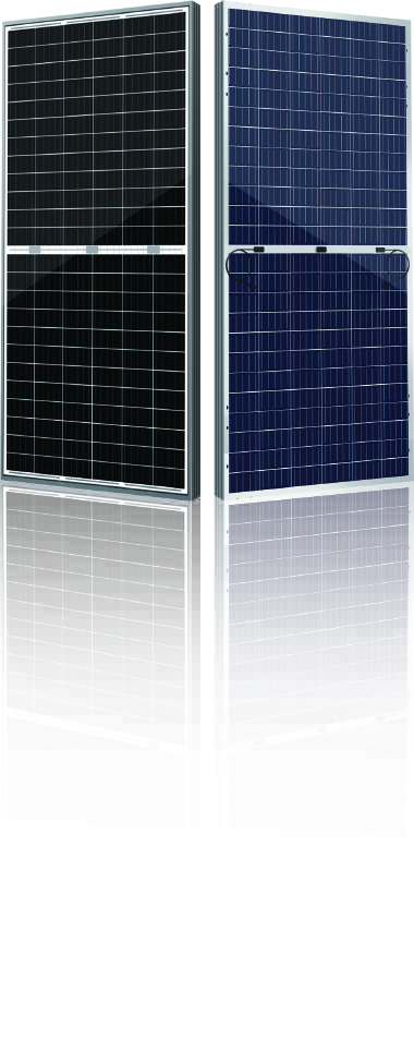 HGT-182N-72 N-Type bifacial solar module, front and rear view